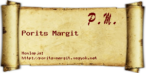 Porits Margit névjegykártya